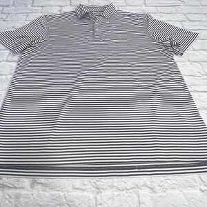 Vineyardvines performance mens large navy stripes large short sleeve polo golf